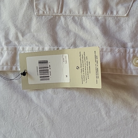DOCKERS white OXFORD Men's Shirt, Regular fit, NWT size M. - Picture 2 of 5